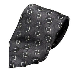 Mark Shale Tie 100% Silk Made in Italy Woven Diamond Grey 4.25"‎